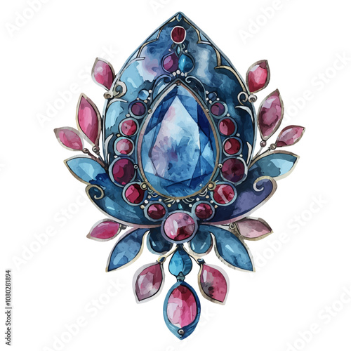 A watercolor of Brooch, isolated on a white background. Brooch vector.