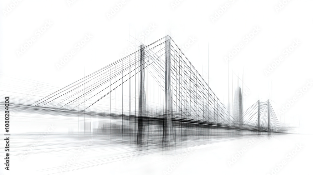 contemporary cable stayed bridge with elevation view, showcasing its elegant lines and structure. image conveys sense of modern engineering and design contemporary cable stayed bridge with elevation view, showcasing its elegant lines and structure. image conveys sense of modern engineering and design