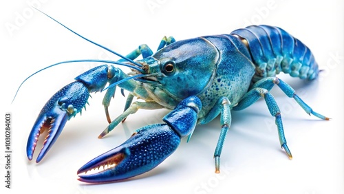 Blue crayfish cherax destructor yabbie crayfish isolated on white photo