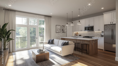 Open Living and Kitchen Area with Natural Light