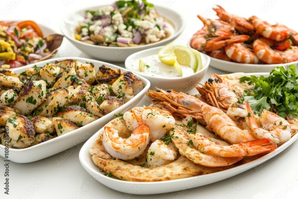 A selection of different dishes and snacks arranged on a table A selection of different dishes and snacks arranged on a table