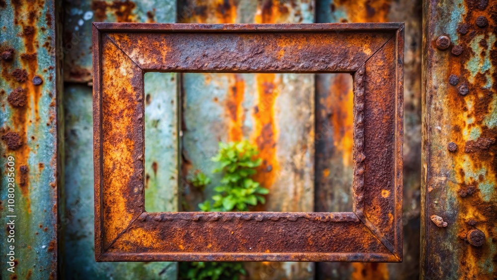 Old Rustic Corrosion Metal Frame with Steel Square Rust Border Perfect for Vintage Decor and Industrial Design Aesthetic in Candid Photography Style Old Rustic Corrosion Metal Frame with Steel Square Rust Border Perfect for Vintage Decor and Industrial Design Aesthetic in Candid Photography Style