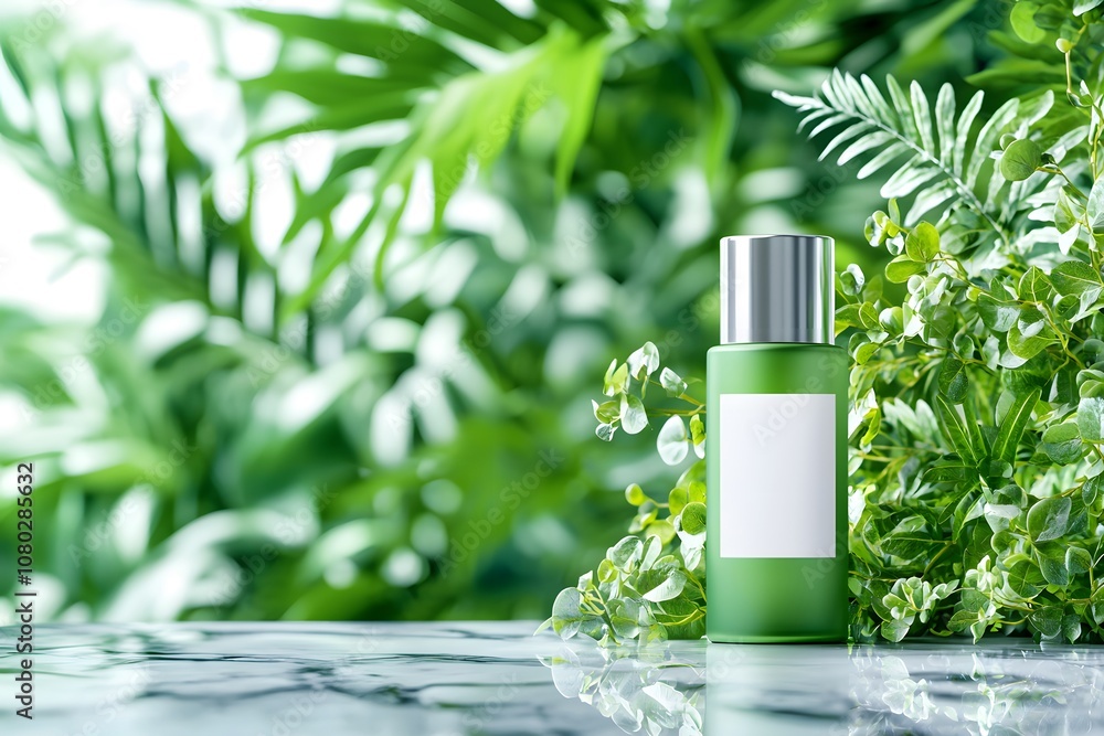 Elegant Cosmetic Tube Mockup Displayed on a Marble Surface Surrounded by Lush Greenery in a Natural Setting for Beauty and Wellness Promotion Elegant Cosmetic Tube Mockup Displayed on a Marble Surface Surrounded by Lush Greenery in a Natural Setting for Beauty and Wellness Promotion