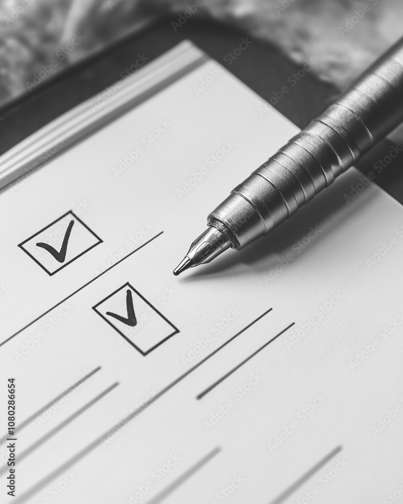 Fototapeta premium Monochrome Layout, Simple Habit Building Checklist