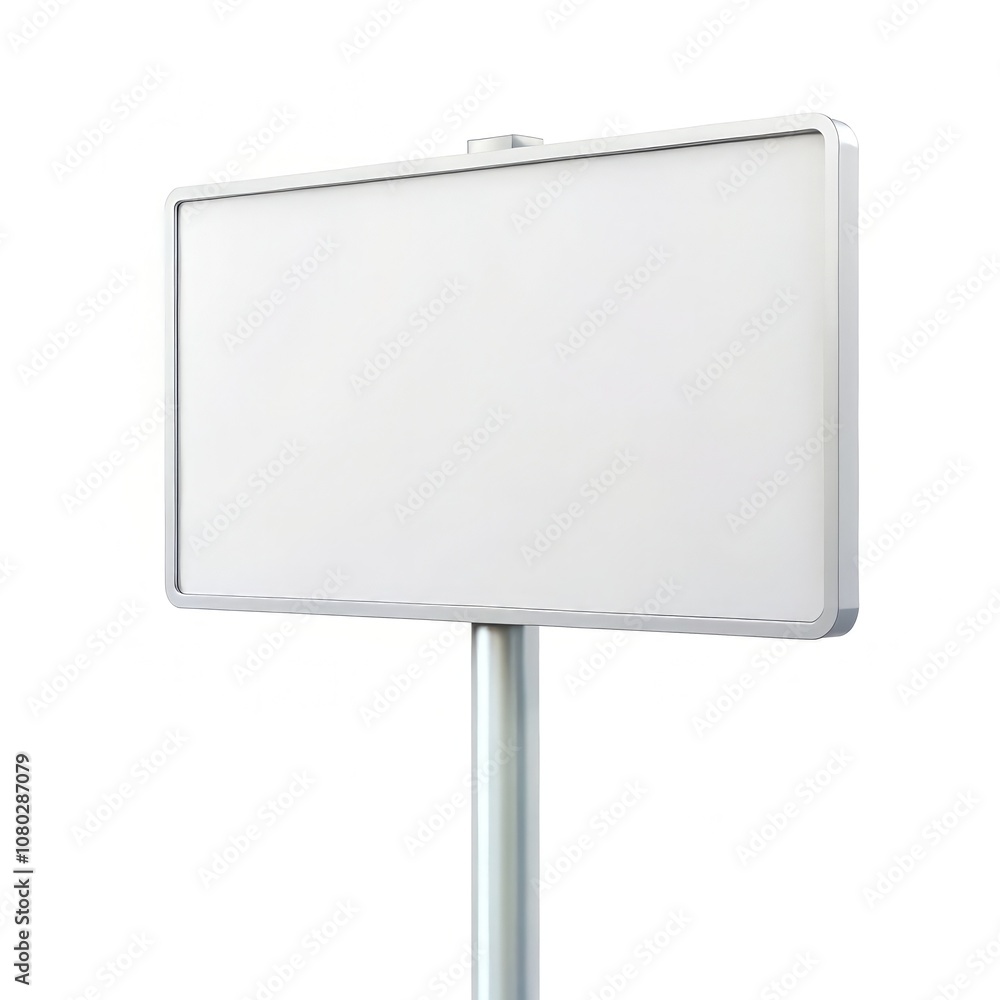 Blank White Signboard on a Standard Pole Against a Clean White Background. Generative AI Blank White Signboard on a Standard Pole Against a Clean White Background. Generative AI