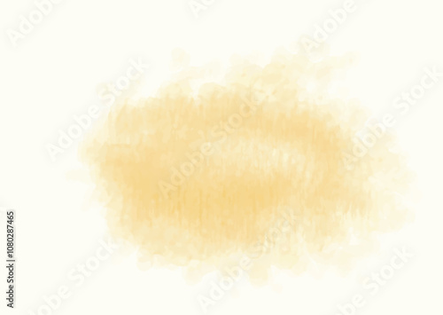 Yellow watercolour horizontal gradient background painted on white paper. Watercolor running stain. Artistic paint splashes, Faded gold tones. Orange splash, blotches,  spotted, steam texture effect