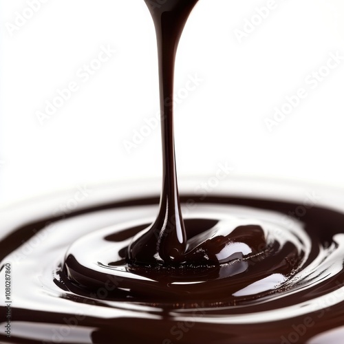 Pouring dark chocolate with smooth texture 