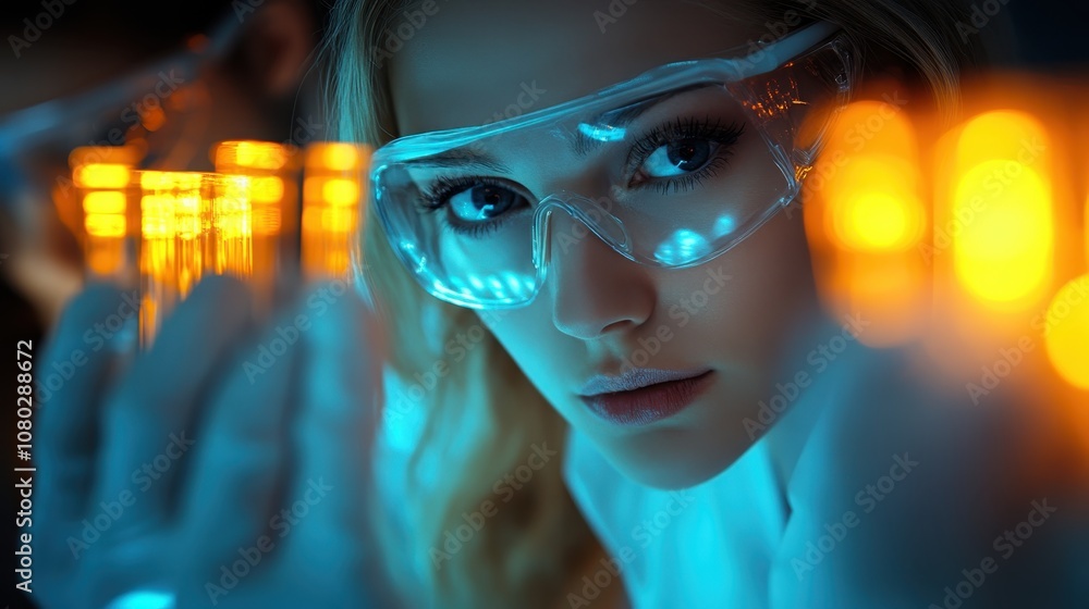 Female scientist in lab analyzing samples Female scientist in lab analyzing samples
