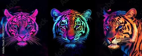 Neon animal prints with a vibrant twist. photo