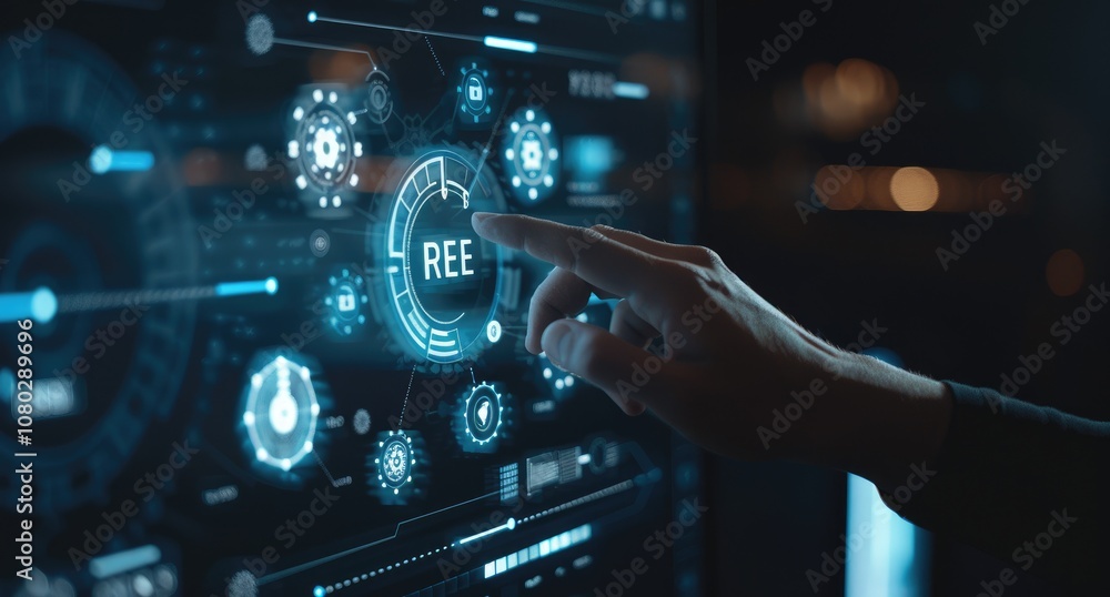 Hand Interacting with a Digital Interface Hand Interacting with a Digital Interface