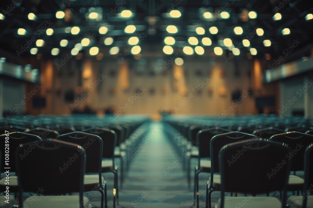Blurred auditorium with rows of seats in a conference hall, ready for seminar Blurred auditorium with rows of seats in a conference hall, ready for seminar