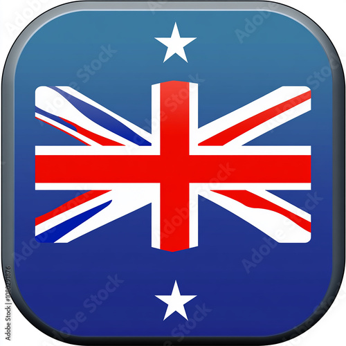 Free Download A blue square with a Union Jack flag and two white stars. - GFXLoad