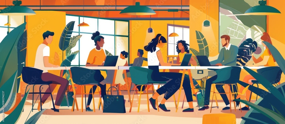 Group of People Working Together in a Modern Office Group of People Working Together in a Modern Office