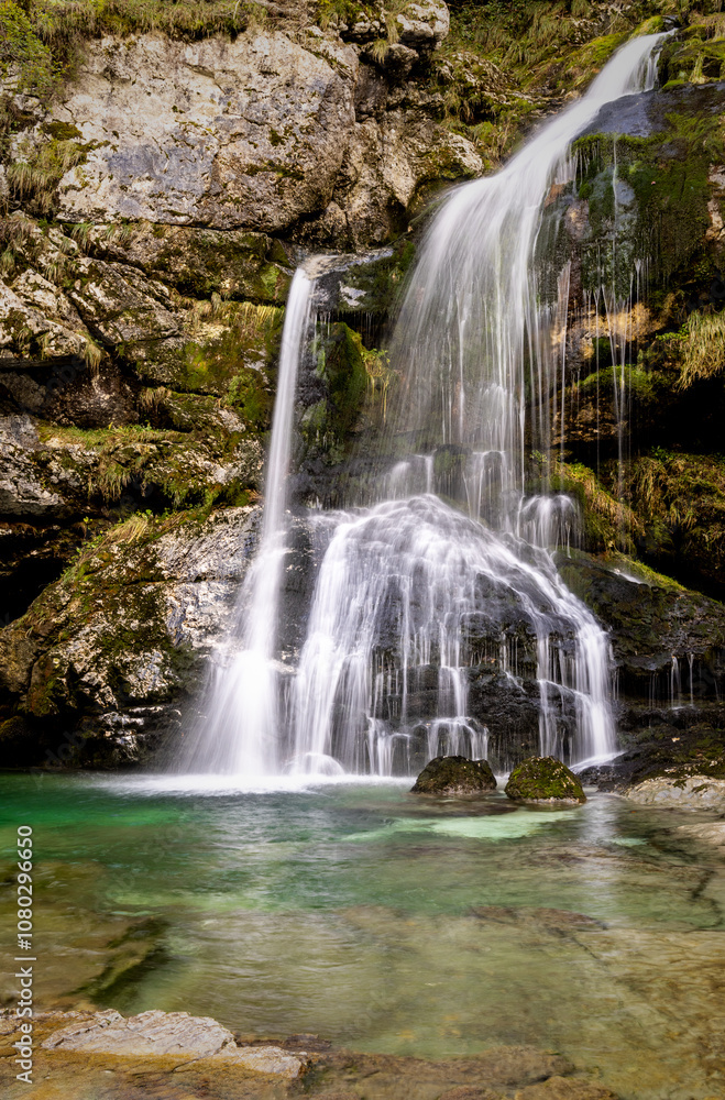 Obraz premium The Slap Virje Waterfall In The Soca Valley, Slovenia