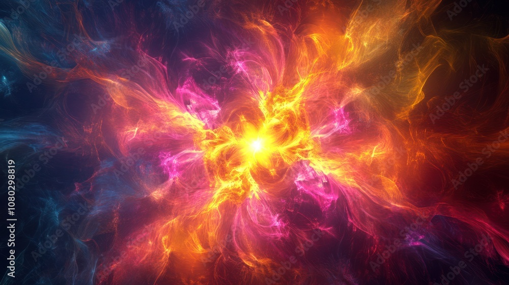 An eye-catching modern abstract background composed of vivid fractal flames that radiate from a central point, with a mixture of warm and cool colors. An eye-catching modern abstract background composed of vivid fractal flames that radiate from a central point, with a mixture of warm and cool colors.