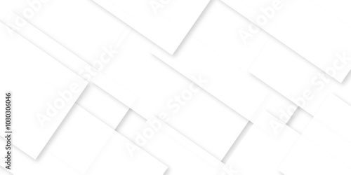 Modern white and gray technology concept diamond triangle geometric line background. Creative design with white boxes and 3d white rectangle business card. soft shadows as pattern, top view. squares.