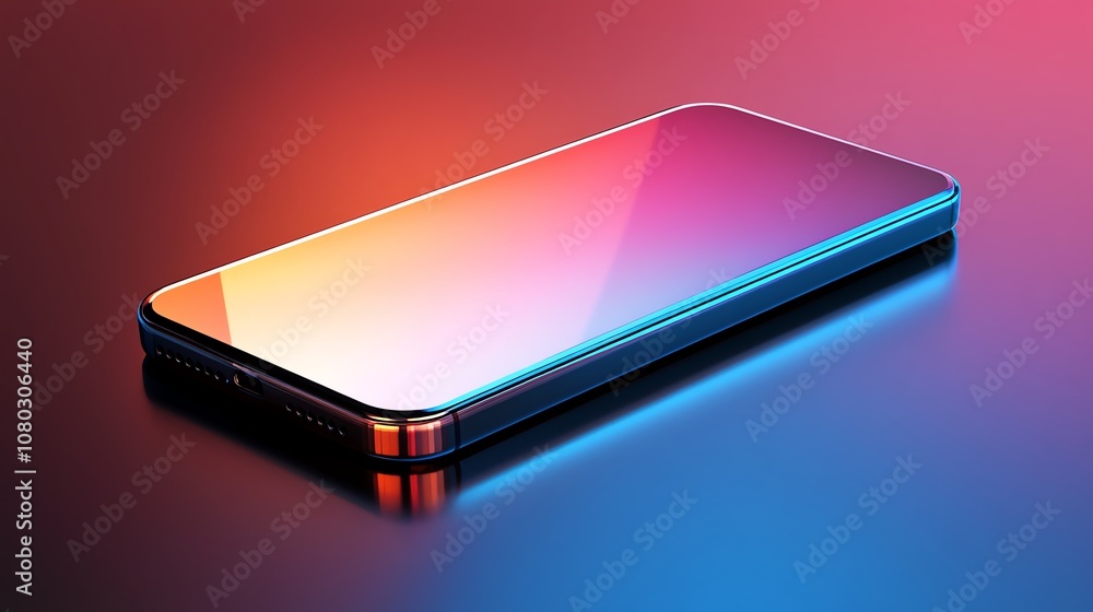 A modern smartphone on a colorful background. A modern smartphone on a colorful background.