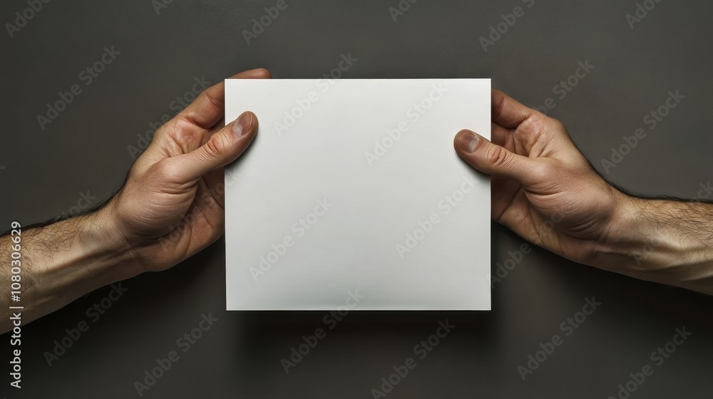 Hands Holding Blank Card in Dark Background Hands Holding Blank Card in Dark Background