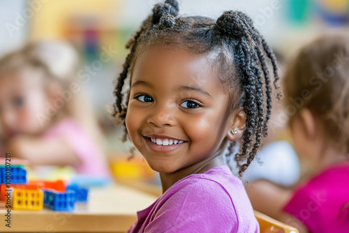 Engaged classroom learning with diverse groups of children in colorful school setting