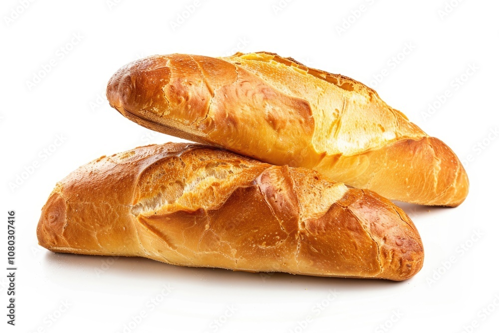 A pair of bread rolls stacked on top of each other A pair of bread rolls stacked on top of each other