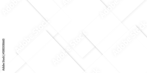 Modern white and gray technology concept diamond triangle geometric line background. Creative design with white boxes and 3d white rectangle business card. soft shadows as pattern, top view. squares.