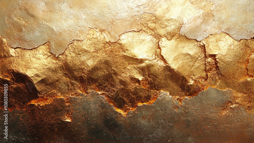 Abstract gold and silver textures with a cracked surface