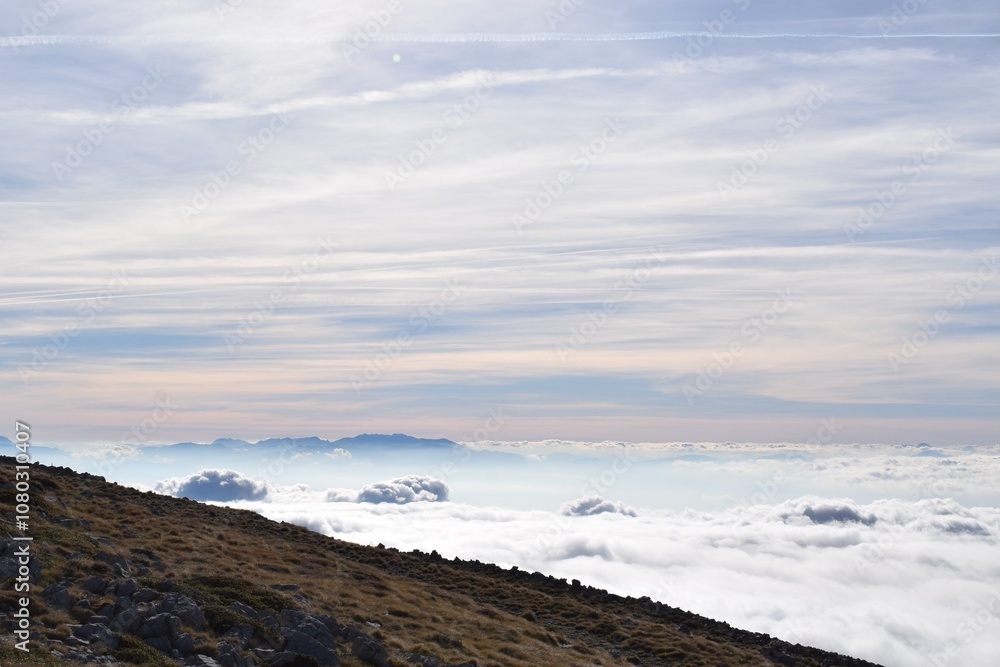 on the mountain over the clouds on the mountain over the clouds