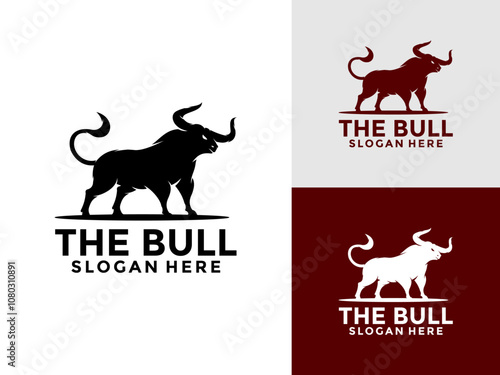 Angry Bull logo design vector template, Stronger buffalo cow ox bull logo design inspiration