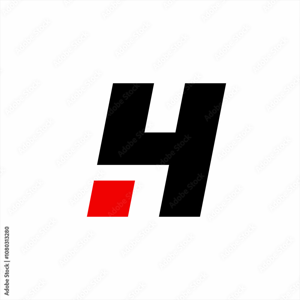 Obraz premium Number 4 logo design with letter H.