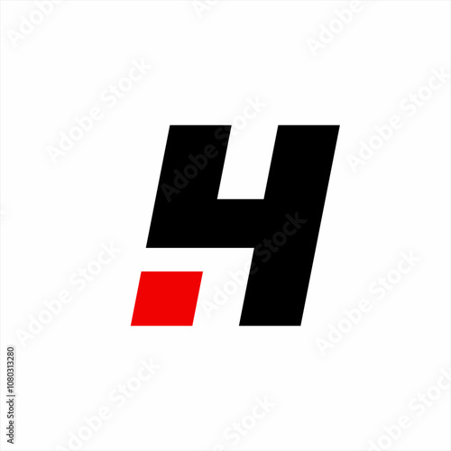 Number 4 logo design with letter H.