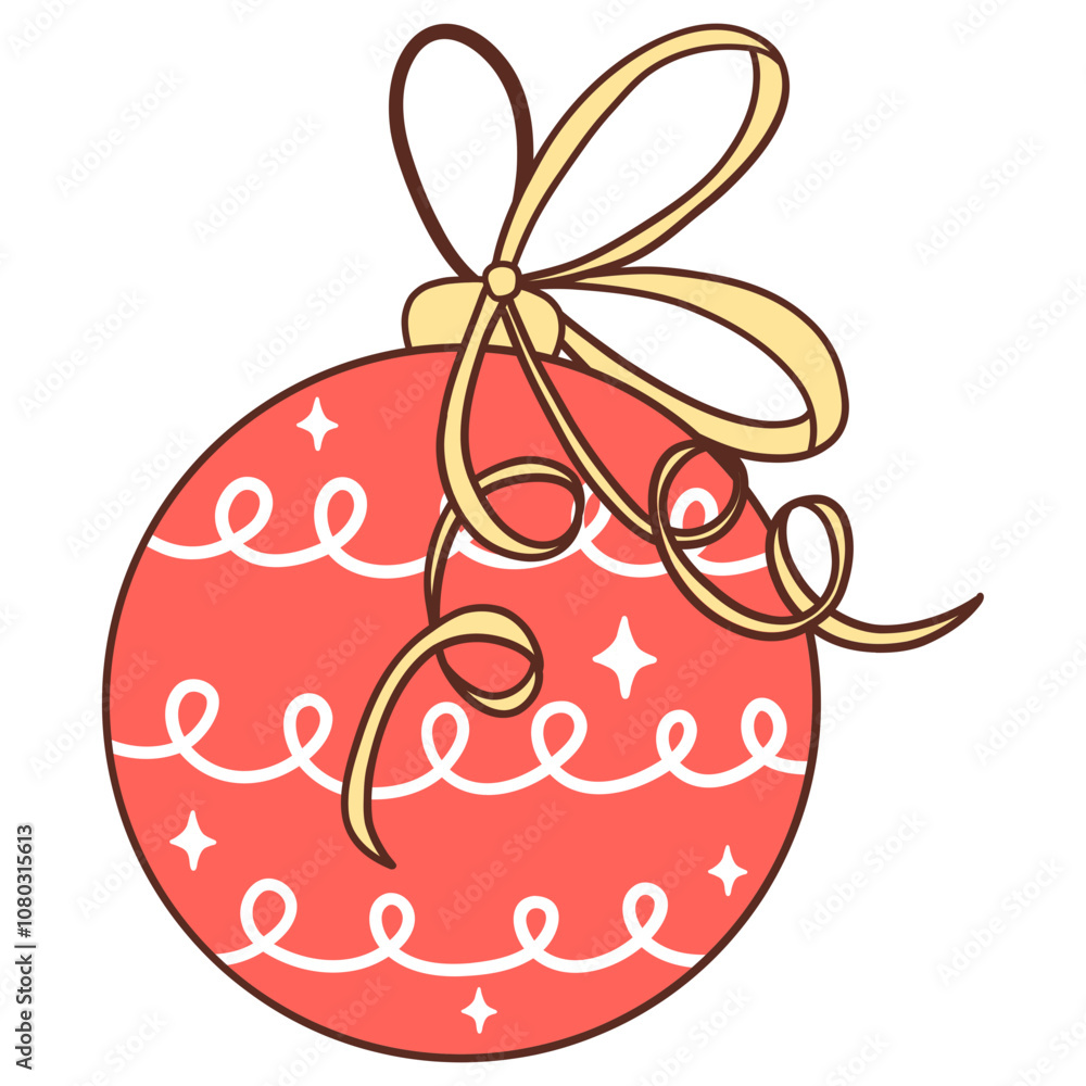 Groovy christmas decoration set. Vector illustration. Groovy christmas decoration set. Vector illustration.