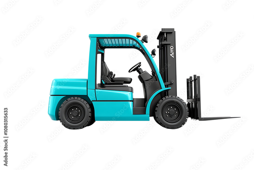 Powerful 3D Forklift for Industrial Logistics isolated on transparent. PNG. Powerful 3D Forklift for Industrial Logistics isolated on transparent. PNG.
