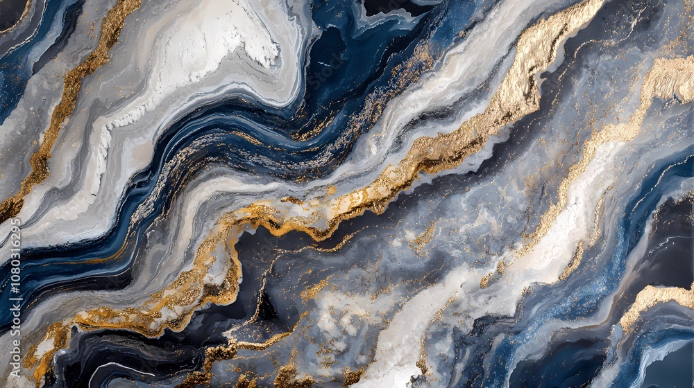Gray blue gold marble fluid texture poster background Gray blue gold marble fluid texture poster background