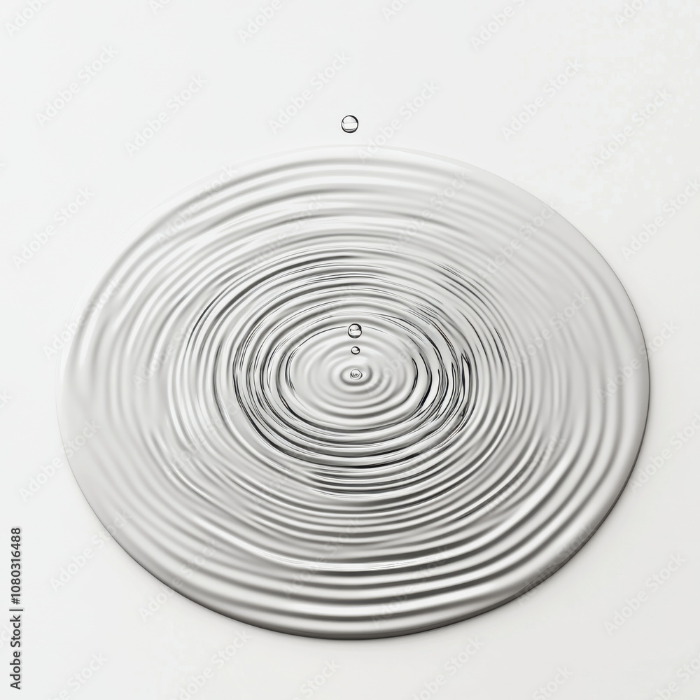 Fototapeta premium Circular water ripples on solid white background