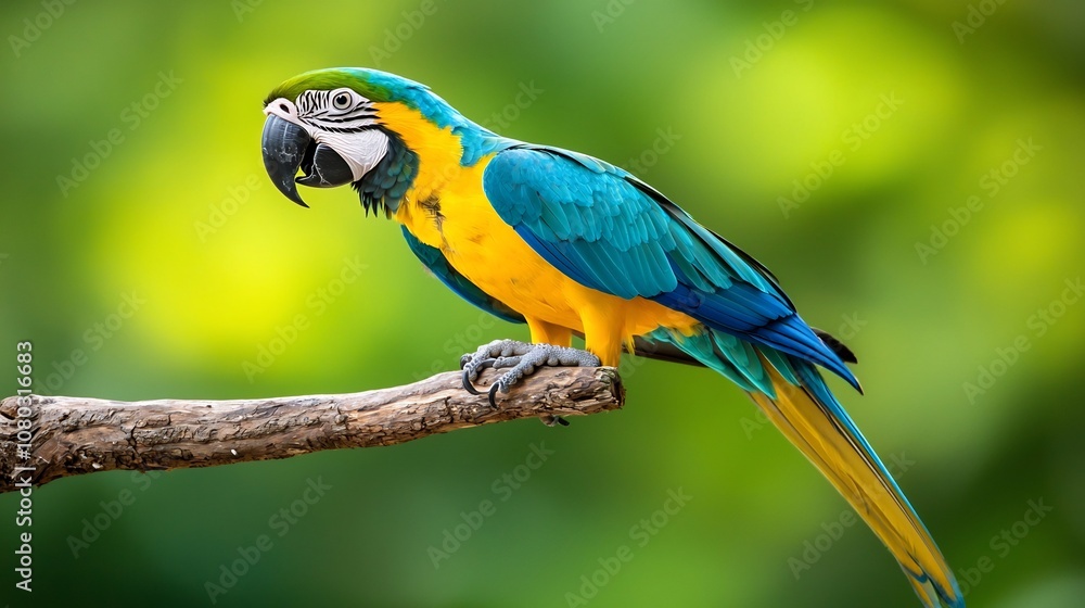 Vibrant Parrot Perched on Tree Branch in Natural Setting Vibrant Parrot Perched on Tree Branch in Natural Setting