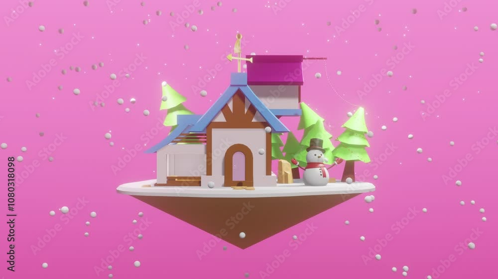 Christmas Snow House Background and Loop Christmas Snow House Background and Loop