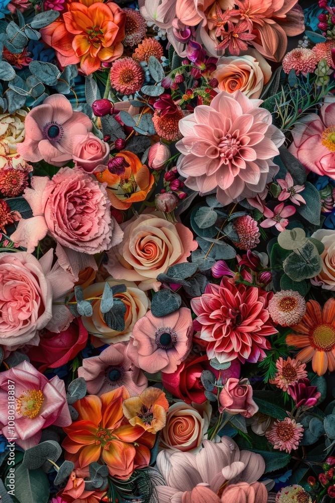 A arrangement of fresh flowers sitting on a table A arrangement of fresh flowers sitting on a table