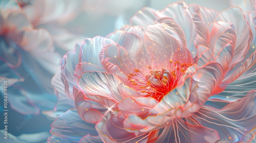 digital technology particle luminous peony illustration poster background digital technology particle luminous peony illustration poster background
