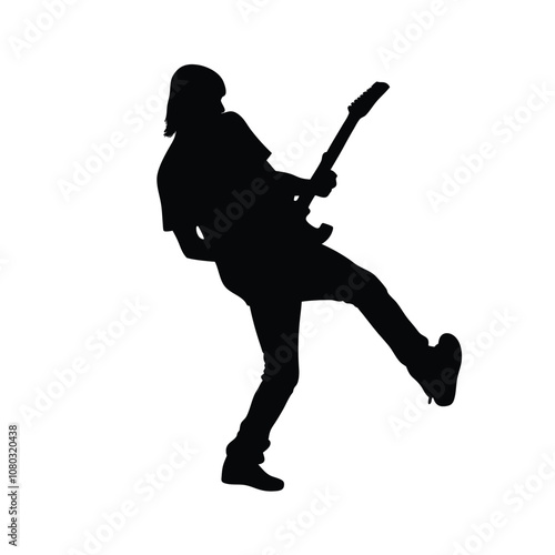 A man playing a saxophone. He is wearing a hat and is bending over. The saxophone is in his right hand