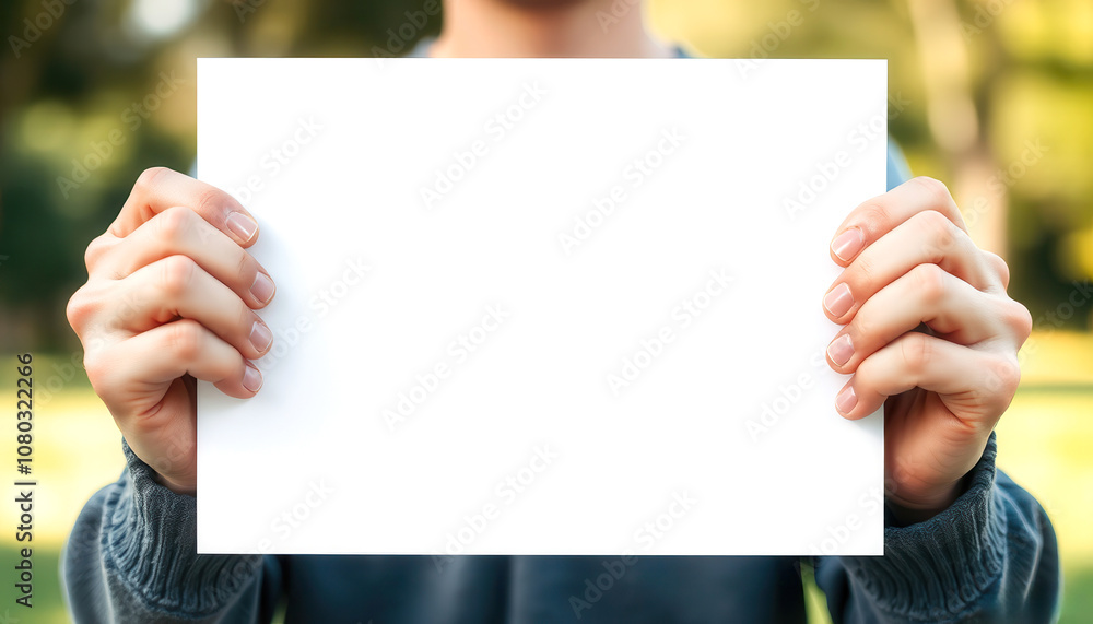 person holding blank card person holding blank card
