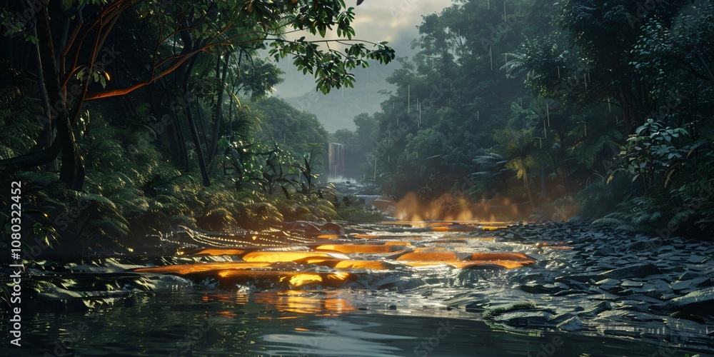 A River of Light Glowing Waters That React to Movement, The Shimmering River Glowing Waters Disturbed by the Wind A River of Light Glowing Waters That React to Movement, The Shimmering River Glowing Waters Disturbed by the Wind