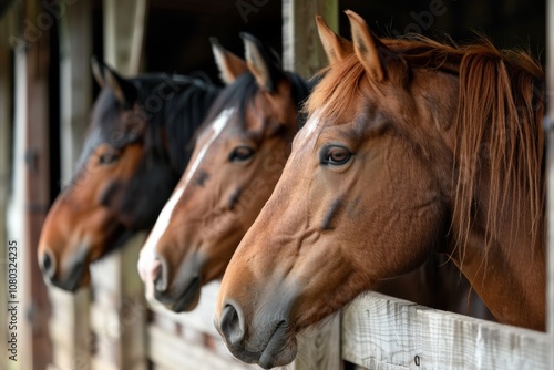 Horses in Stable Waiting for Attention