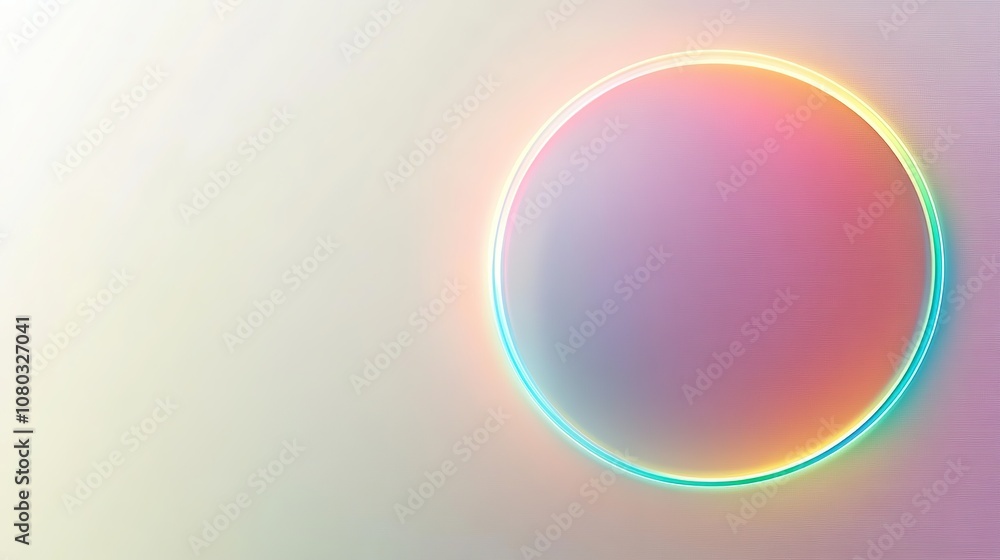 Obraz premium Stunning Vector Illustration of a Rainbow-Colored Halo with Soft Edges and High Contrast on a Light Background, Featuring Play of Light and Shadow