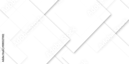Modern white and gray technology concept diamond triangle geometric line background. Creative design with white boxes and 3d white rectangle business card. soft shadows as pattern, top view. squares.