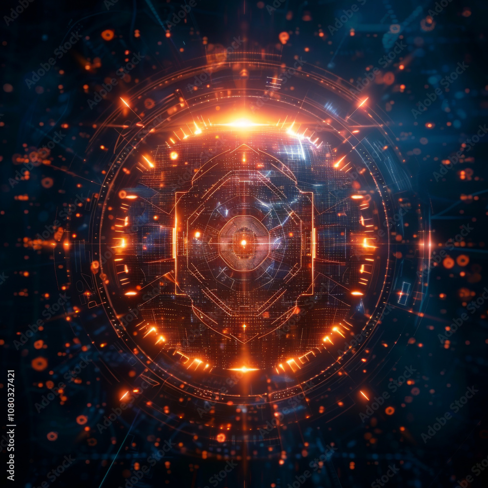 Obraz premium cinematic visualization a glowing strong shield protecting digital assets