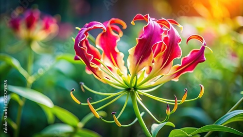 Blooming Crisped Glory Lily in garden photo