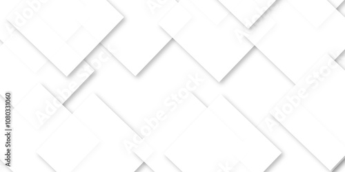 Modern white and gray technology concept diamond triangle geometric line background. Creative design with white boxes and 3d white rectangle business card. soft shadows as pattern  top view. squares.
