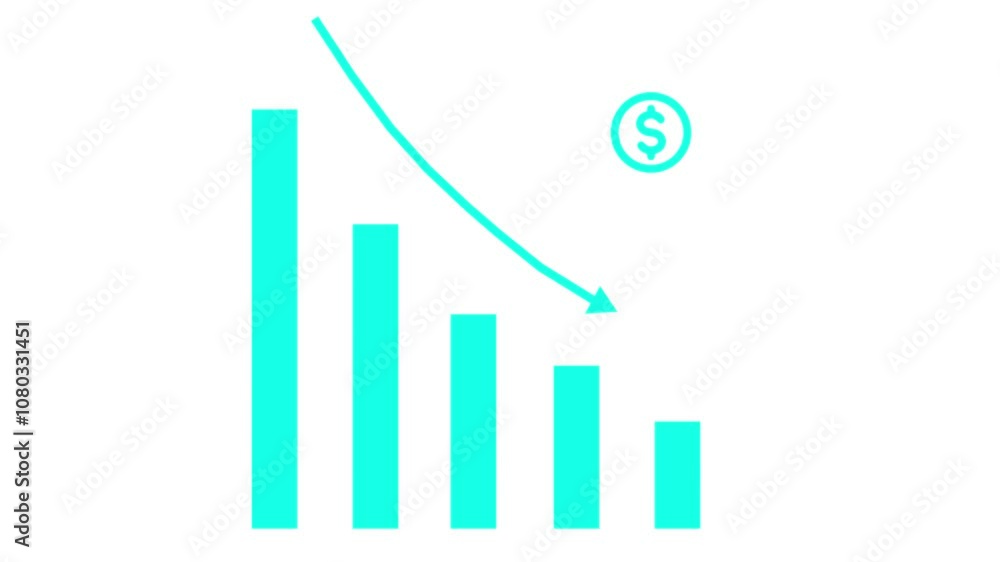 Declining Bar Chart with Dollar Symbol – Financial Loss or Economic Downtrend Icon Declining Bar Chart with Dollar Symbol – Financial Loss or Economic Downtrend Icon