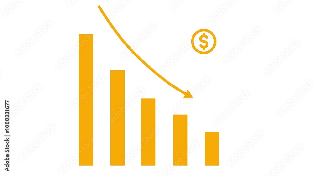 Declining Bar Chart with Dollar Symbol – Financial Loss or Economic Downtrend Icon Declining Bar Chart with Dollar Symbol – Financial Loss or Economic Downtrend Icon