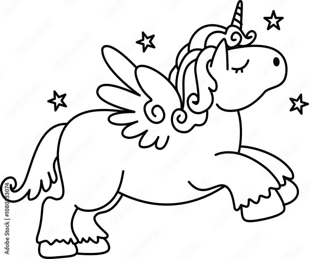 Hand drawn outline cute unicorn cartoon doodle Hand drawn outline cute unicorn cartoon doodle